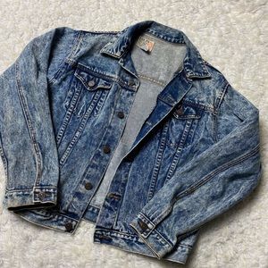 80s Vintage Acid Wash Denim Trucker Jacket